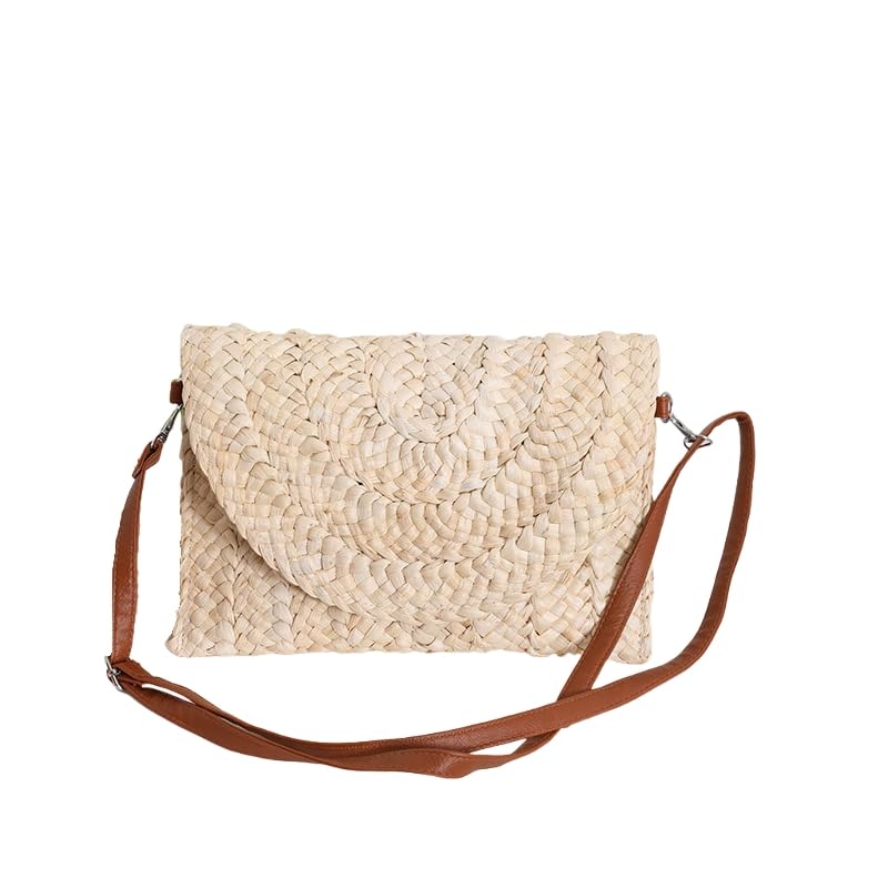 White Weave Bag 1 Piece, Straw Single Shoulder Bag, Stylish for Market Trips Walks, Lightweight Trendy