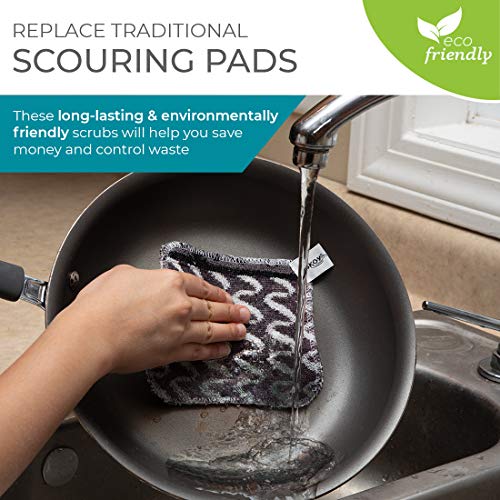 Skoy Scrub, Non-Scratching, Reusable Scrub For Kitchen And Household Use, Environmentally-Friendly, Dishwasher Safe, 2-Pack – Monochromatic Colors #TOP5