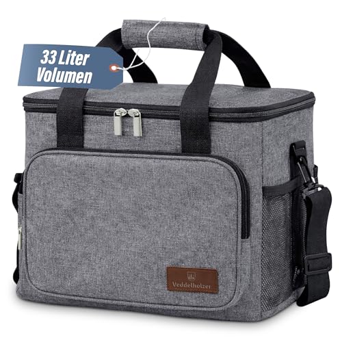 XXL Bolsa térmica Veddelholzer de 30 l para Picnic con Correa de Transporte Nevera portátil y Fiambrera aislantes y Plegables, Bolsa de Transporte para Picnic, Playa y Camping