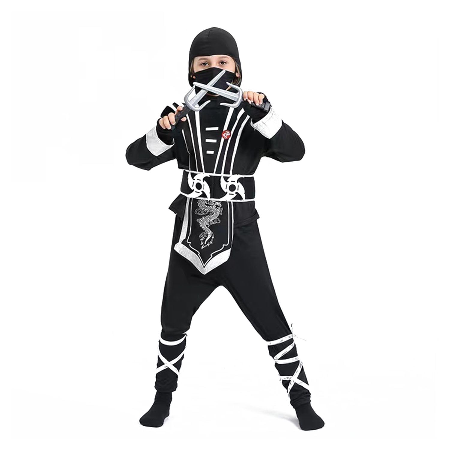Home Smart Black Ninja Deluxe Costume for Kid with Accessories Toys Ideal Gift for Birthday