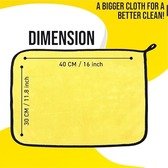 Image of Btag Microfiber Cleaning Cloth, 30x40 cms 600 GSM | Highly Absorbent,Lint and Streak Free, Multi-Purpose Wash Cloth for Kitchen,Car,Window,Stainless Steel,Silverwear(Yellow 30x40cms) Pack of 4