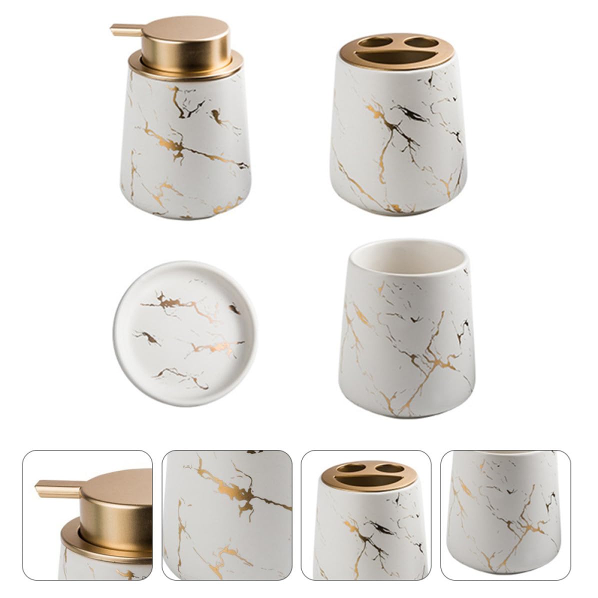 Juego de Recipiente de Cerámica para Baño Soporte para Cepillo de Dientes, Taza de Lavado y Jabonera, Set Multiusos y Elegante para Accesorios de Baño