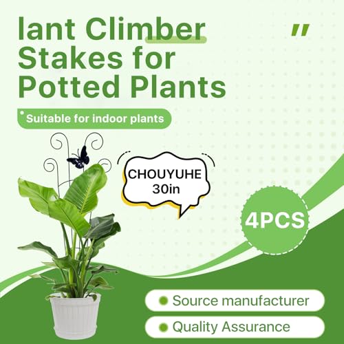 Image of 4 Pack 30 Inch Taller Plant Trellis for Potted Climbing Plants Indoor, Expandable Metal Garden Trellis for Climbing Plants, Flowers, Vine, Ivy - Sturdy Houseplant Support with Ties