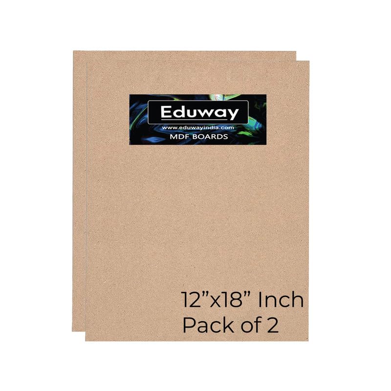 Eduway® 12x18 Inch MDF Board Wood Sheet for Mandala , Lippan, Resin Art & Craft, 4mm Thick, Pack of –2- Premium Cardboard Material for Artists, Art and Craft Students - Hard Cutout in Small and Large Sizes (30x45 cms)-image-18