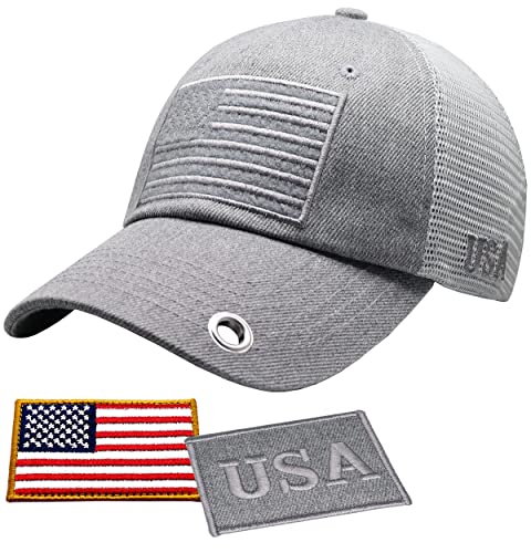 Image of Antourage American Flag Unconstructed Unisex Mesh Snapback Baseball Hat Cap for Men and Women +2 Patriotic Patches Included