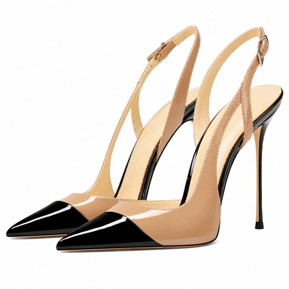 LVJMJ dwukolorowe obcasy typu slingback dla kobiet szpilki na imprezę