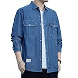[Fasshonrida] デニムシャツ メンズ 秋服 ウォッシュ加工 長袖シャツ ウエスタン しゃつ 綿 トップス かっこいい ブリーチ shirt カジュアル 服 おしゃれ 上着 ストリート系 スリムフィット ジーンズ 羽織り 春 秋 indigo 2XL