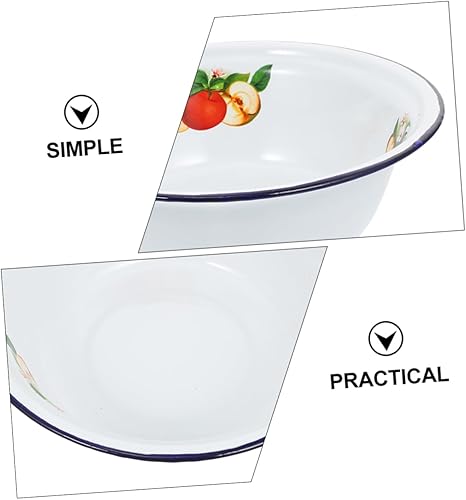 Miniatura 9 de Cuenco de sopa esmaltado vintage Cuenco esmaltado retro cuenco esmaltado con patrón de manzana, cuenco de ensalada para servir ensalada, cuenca de