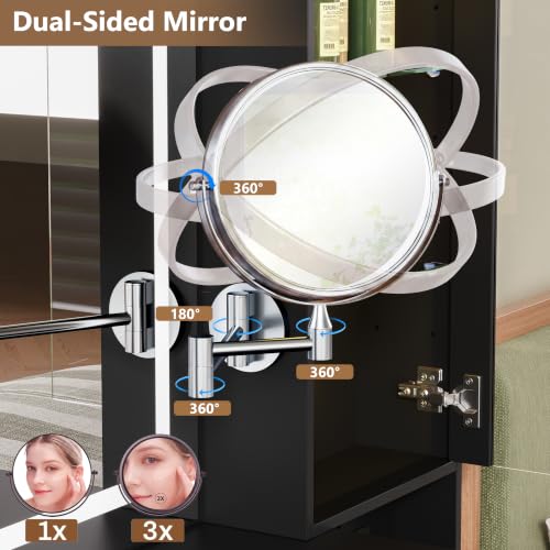 Image of BORNOON 59 inch Large Vanity Desk, 360 Dual-Sided Mirror Dressing Table