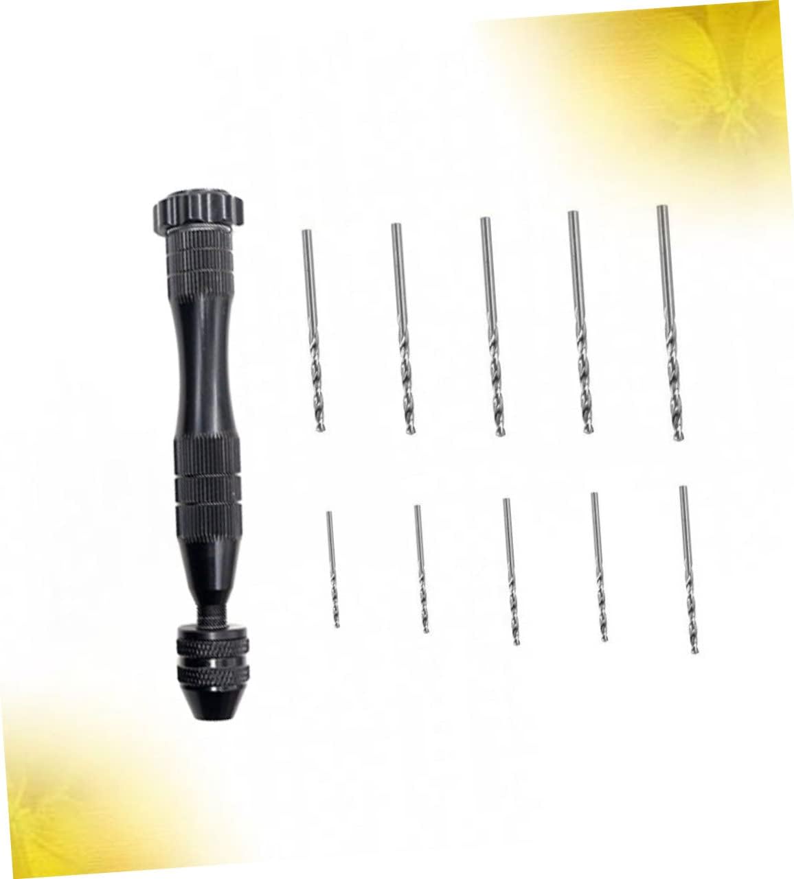 DOITOOL Miniature Vise Hand Drill Set 11-Piece Wire Gauge Bit Holder for Amber Walnut Drilling