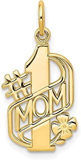 Colar de ouro amarelo 10 k #1 Mom Charm colar pingente joias finas para mulheres presentes para ela, Pedra Ouro amarelo Pedra