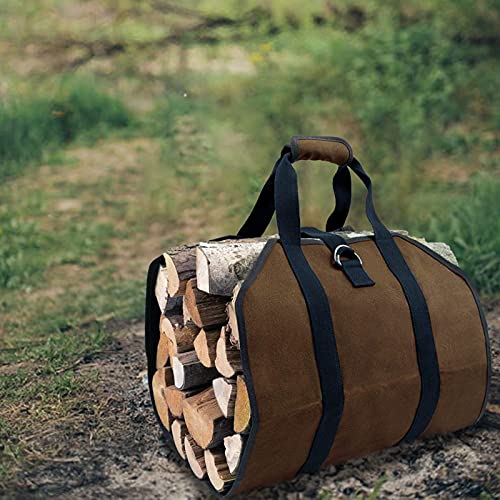 Nouvelife Firewood Carrier Waterproof Waxed Canvas Log Carrier With Handles And Secure Straps, Large Fireplace Wood Carrying Bag Outdoor Indoor #TOP6