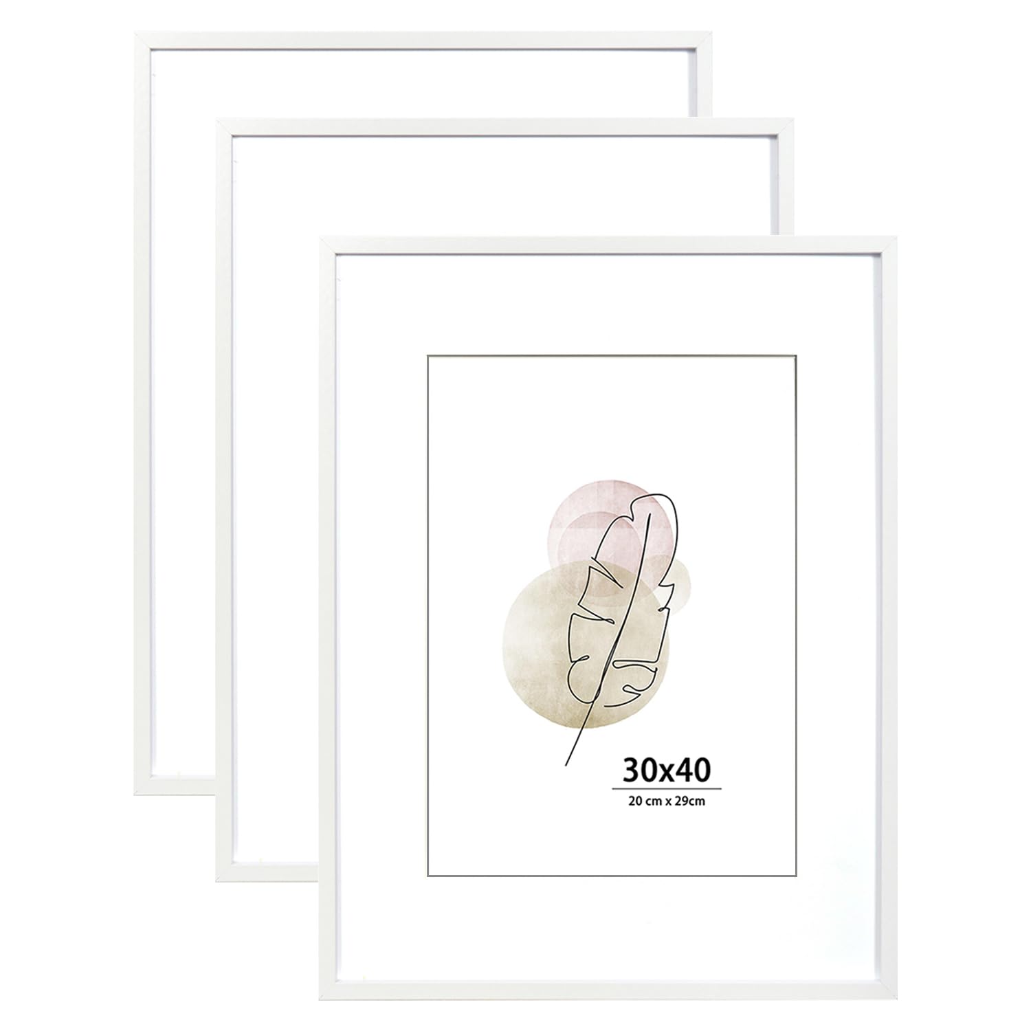 KAIWIN 30x40 cm Picture Frame Black Set of 3, Wooden Poster Frame suitable for A4 with mat, 16x12 Picture Frames for Wall Mounting Display for Home, Office,Gallery with Photos, Posters, Puzzles