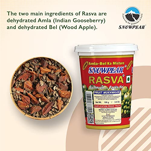 Image of Snowpeak Rasva Fruit Mukhwaas| After Meal Indian Digestive Treat| Amla & Bel(Wood Apple) Mixture| Indian Origin Vegan and Gluten Free - Combo (Pack of 3 x 100g)