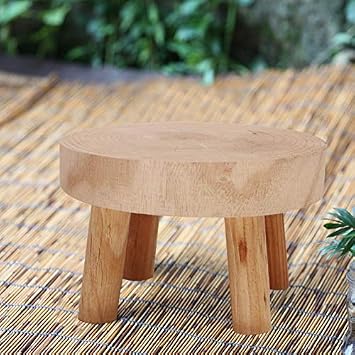 Mini Wooden Stool Flower Display Stand, Potted Plant Shelf Succulents Bonsai Rack, Vintage Wood Grain Garden Plant Pot Riser Stand for Indoor Outdoor Office Dining Room Decor