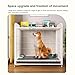PJDDP Waterproof Metal Dog Cage, Indoor Teddy Cage, Pet Cage Rabbit Cage Cat Cage Pet House with 2 Door & Plastic Tray & 360° Wheels Suitable for Medium and Large Dogs,White,L