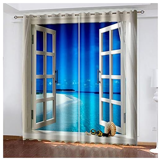 LEIMAS Tecknade Serier Halvgardin Paneler För Franskt Fönster Anime Marinmålning Ogenomskinliga Gardiner Med 200 x 214 cm Med Öljetter Ogenomskinlig För Sovrum Barnkammare Vardagsrum Gardin Uppsättning Med 2