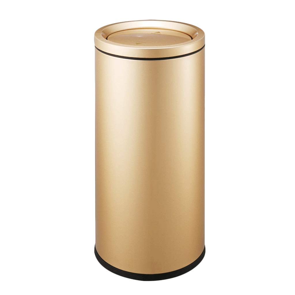 Cubo de basura dorado en acero inoxidable de 38x76.5 cm para hoteles de lujo