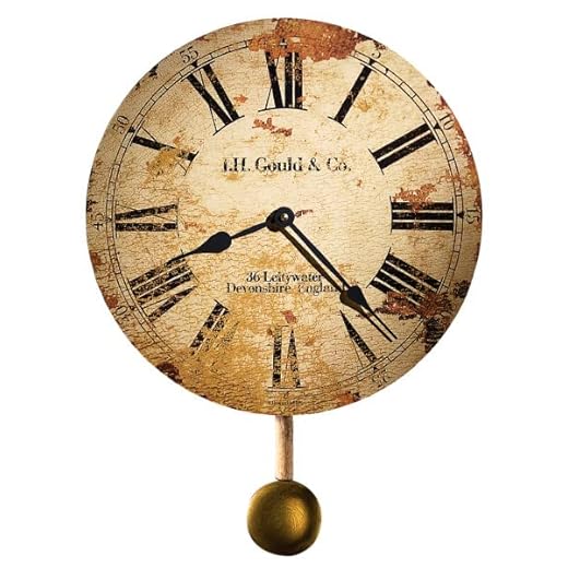 Howard Miller Dayton Wall Clock 547-661 – Aged Finish Metal Frame, Antique Dial, Vintage Home Décor, Antique Brass Finished Pendulum, Quartz Movement