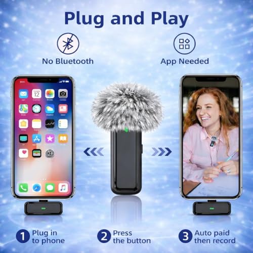 Image of Wireless Collar Microphone for Mobile with Charging Case Dual Channel Noise Reduction Clip Mic for iPhone Android Type C YouTube Reels Video Recording