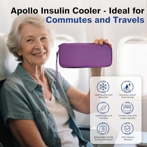 Image of apollo walker Insulin Cooler Travel Case with Ice Packs and Insulation | TSA Approved Includes 2 x 90g ice packs for 9-hour cooling insulin pens & syringes for Diabetics to Carry (Purple)