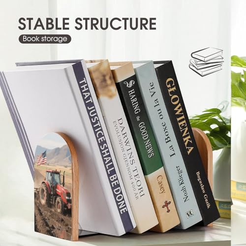 Serre-livres en bois tracteur : empêchez vos grands livres de glisser des étagères - 8