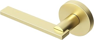 Okun Valli Dummy Door Handle, Brushed Champagne Gold Non-Turning Door Lever 1-Pack – Decorative Reversible Interior Handle for Closet, Pantry, Hallway & French Doors, Sleek Modern Design