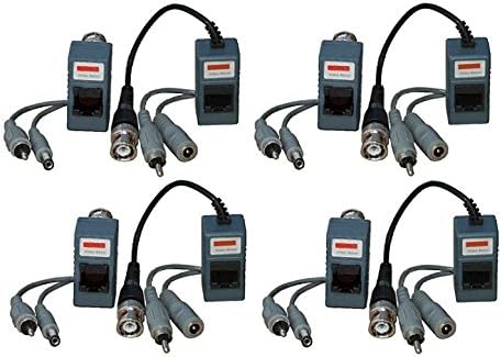 CamVtech USA 4 Pairs Video Audio Power Balun Network Transceiver Connectors CAT5/CAT6 to BNC High-end unit