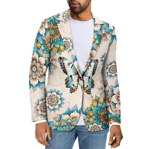 Wismoutput Blazer masculino de manga comprida para homens, casacos regulares com bolso, um botão, co