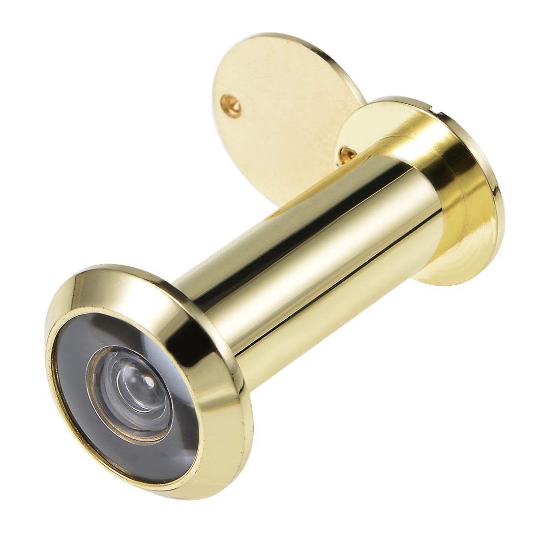 sourcing map Door Viewer, Solid Brass 220-degree Door Viewer Peephole with Cover for 2-1/4 to 3-1/2 Inch Thick Door, Polished Gold Finish
