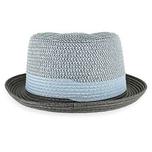 Image of Belfry Men /Women Summer Straw Pork Pie Trilby Fedora Hat in Blue, Tan, Black