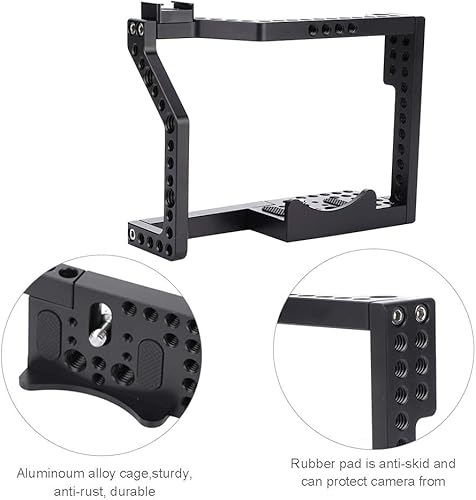 Miniatura 6 de Plataforma de cámara,Jaula de cámara de zapata fría,Jaula estabilizador de cámara,Aleación de aluminio 14 Tornillo Múltiples agujeros Cámara Cage
