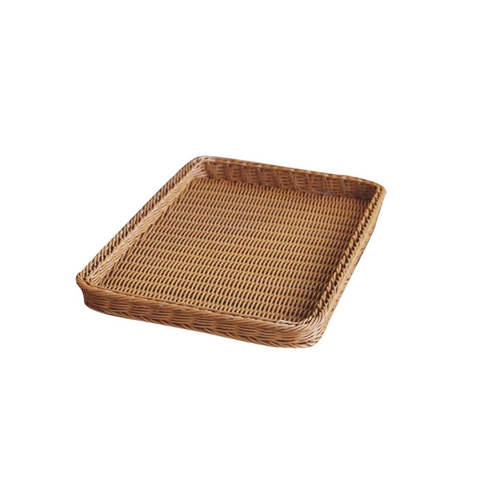 HPTHLY Serving Tray Domestic Fruit Dim Sum Tray Rattan Woven Vegetable Fruit Tray Rectangular Living Room Snack Tray Bread Doughnut Placing Plate Decorative Tray