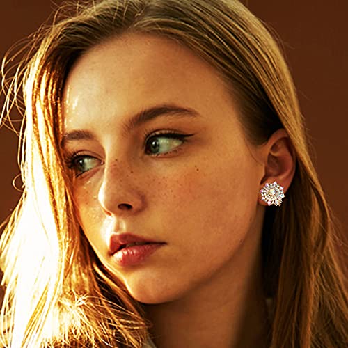 Clip On Crystal Earrings for Women - PeriFairy Halo Snowflake Geometric Rhinestone Statement Non Pierced Earrings Gold Silver Jewelry4