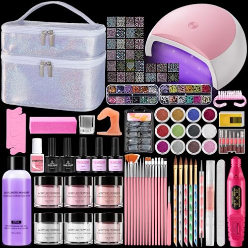 Deciniee Kit d’Ongles Acryliques Complet pour Débutants - Lampe UV, Perceuse à Ongles, Faux Ongles, Vernis Gel, Outil de Manucure, Décorations Nail Art...