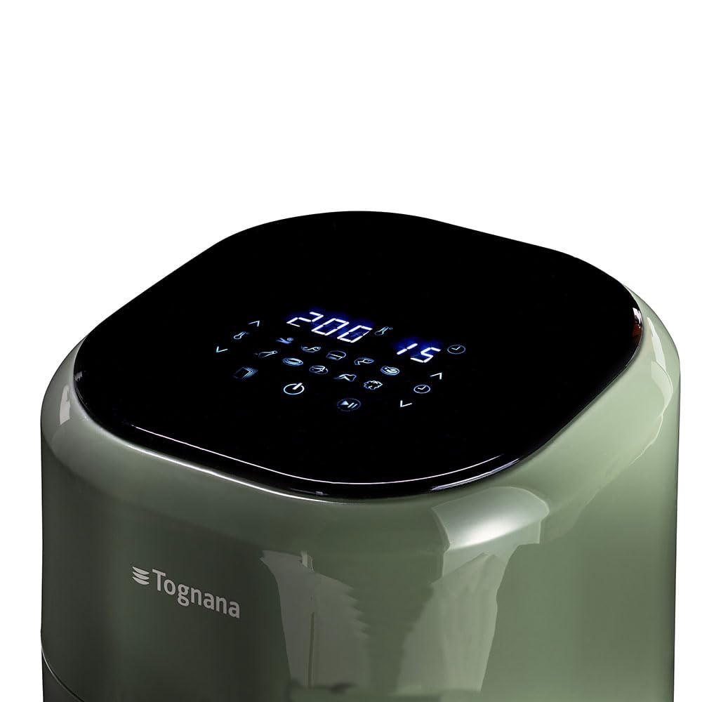 Tognana Iridea, Friggitrice ad aria 4,5 L con contenitore e griglia antiaderente e display digitale, verde salvia