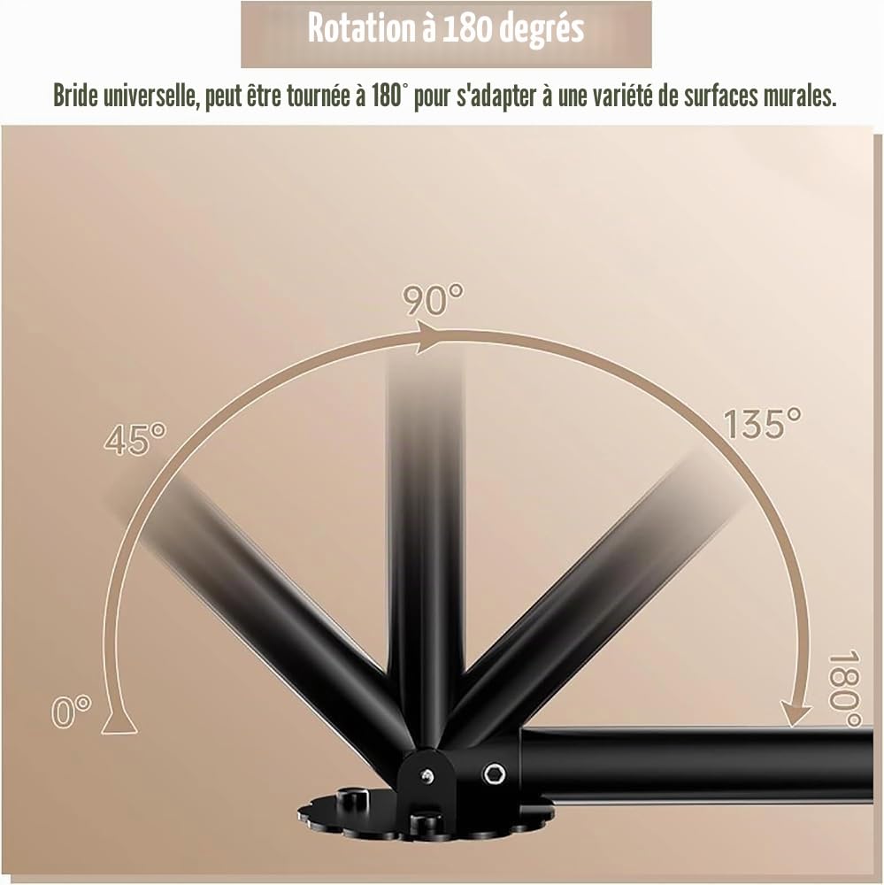 Tringle à Rideaux, Tringle à Rideaux Antidérapante, Rallonge Ronde pour Mur Incliné, Support Pivotant à 180° pour Vêtements Suspendus, pour Armoire, Salle de Bain(Size:130-240cm,Color:b)