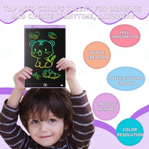 Image of LCD Writing Board, 10 Inches, Genialba Colourful LCD Writing Tablet, Gift for Children, LCD Writing Tablet, Electronic Tablet, Graphic Tablet for Children's Games 2 3 4 5 6 7 Years Boys Girls (Purple)