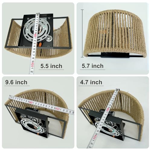 Lzawvm Rattan Wall Sconce Boho Wall Light Fixture Hand Woven Hemp Rope Sconce Wall Lighting for Bedroom, Hallway, Bedside, Dia 9.7 Inch by Lzawvm - Image 2