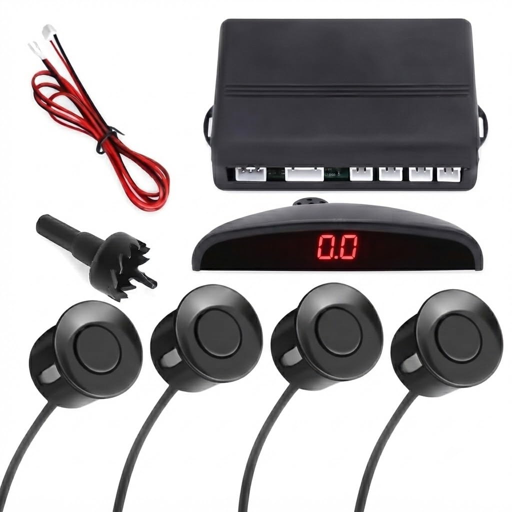 Drumstone 𝟱-𝗬𝗲𝗮𝗿 𝗪𝗮𝗿𝗿𝗮𝗻𝘁𝘆 Universal Car Reverse Parking Sensor System with LED Distance Display, Audible Buzzer Alert & Ultrasonic Object Detection for Safe Parking Assistance-image-46