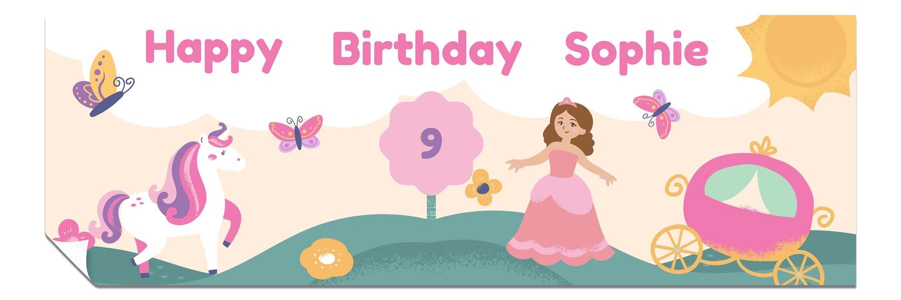Panther Print Personalised Birthday Banner for Girls & Boys - Happy Birthday Decorations for Kids' Party - Unicorn Princess Theme - 1 x 3ft Small Banner