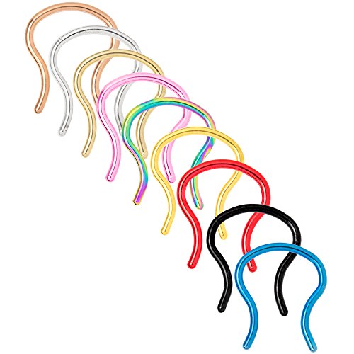 BodyJewelryOnline 6 PC. Titanium Plated Over 316L Surgical Steel Septum Retainer 16 Gauge