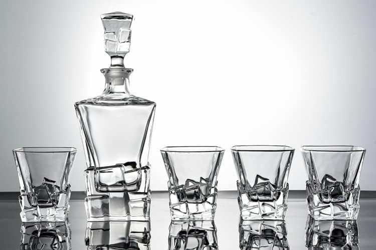 Image of Vilon Whiskey Decanter with Glass Stopper, Crystal Glass Liquor Decanter for Alcohol, Wine, Scotch, Brandy, Vodka or Bourbon decanters | 850 ML | Clear (Stone Decanter)