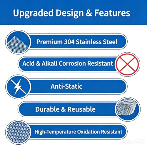 Image of 180 Mesh 304 Stainless Steel Mesh Roll, 0.06mm Ultra Fine Wire Screen 30x100cm, Rustproof Precision Filter Mesh for Kitchen Filtration, HVAC, Dust Filter, Liquid Separation & DIY Projects
