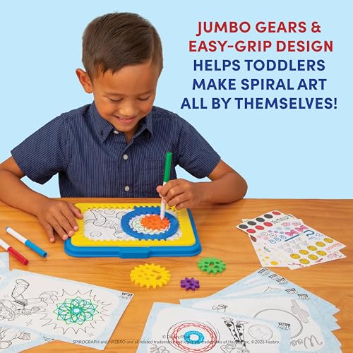 Image of Spirograph Disney Jr. Toddler Arts and Crafts, Drawing Art Kit, Toddler Activities, Drawing Pad, Jumbo Gears, Washable Markers, Unleash Your Child Inner Artist, Ages 3+