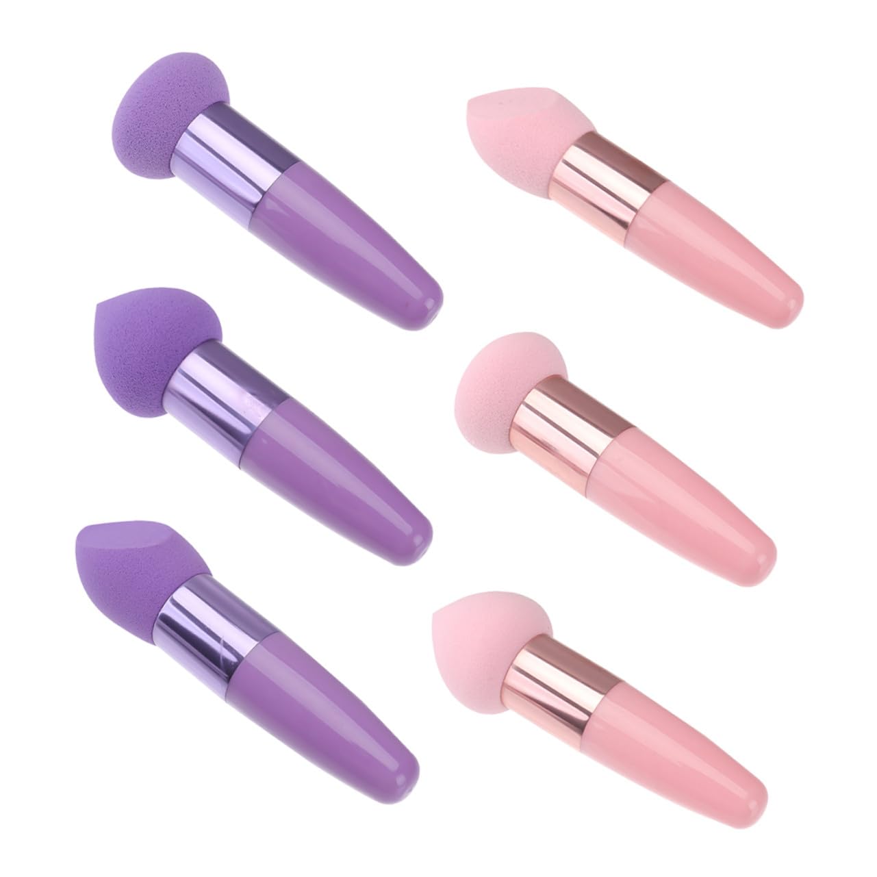 Mikikit Set 2 Pennelli Make Up Spugnetta in Lattice Porpora, Strumento Multiuso per Correttore e Blush Manico Ergonomico e Design Portatile