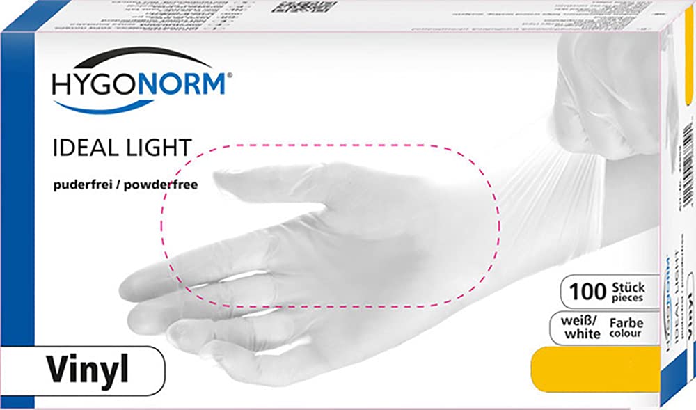 Hygonorm Vinylhandschuhe Ideal Light, transparent, Gr. 7/S | puderfrei, 1000 Stück, Einmalhandschuhe, Einweghandschuhe