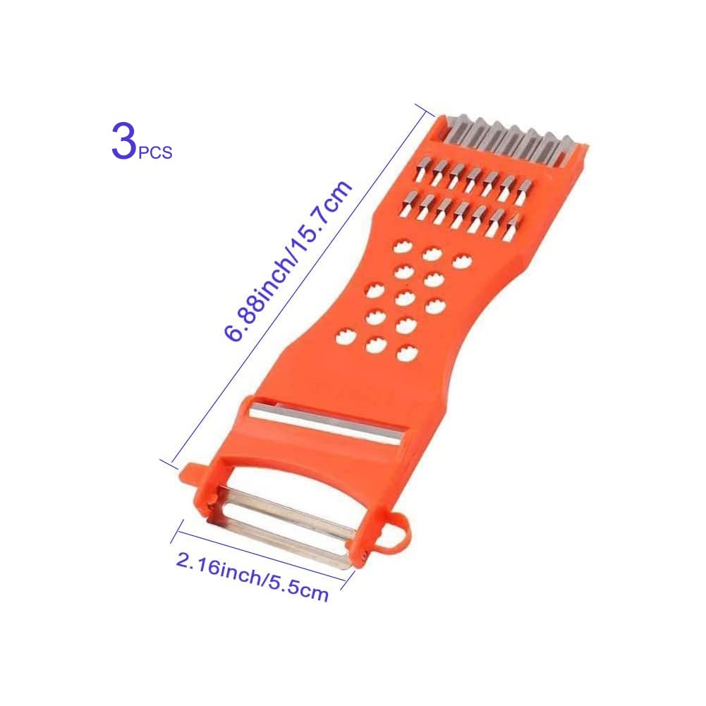 YXQ Vegetable Peeler,3 Pcs Multifunction Metal Scraper Fruit Grater Kitchen Slicer Tool Vegetable Grater (Orange Red)