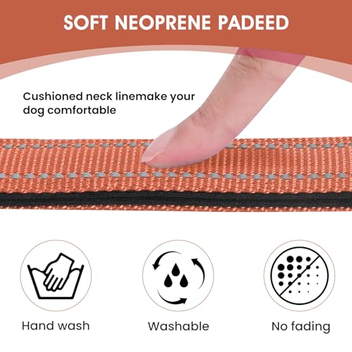Image of Reflective Dog Collar, Adjustable Nylon for Medium Dogs,Coral