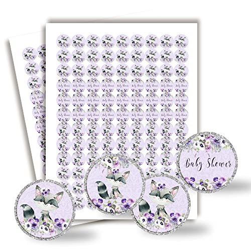 Little Rascal Cute Raccoon Girl Baby Shower Kiss Sticker Labels, 300 0.75" Party Circle Stickers for Chocolate Drop Kisses by Amanda Creation, Great for Favors, Treats, Envelope Seals & Goodie Bags